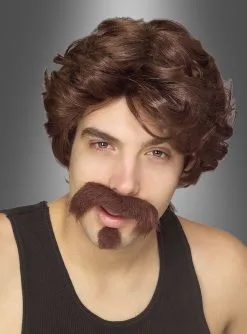 80er Big John Perücke Mit Bart