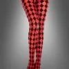 Harlekin Strumpfhose Rot-schwarz