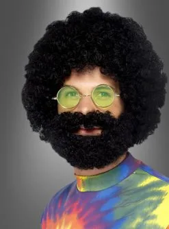 Schwarze Afro Perücke Mit Bart