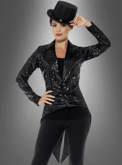 Pailletten Frack Damen Schwarz