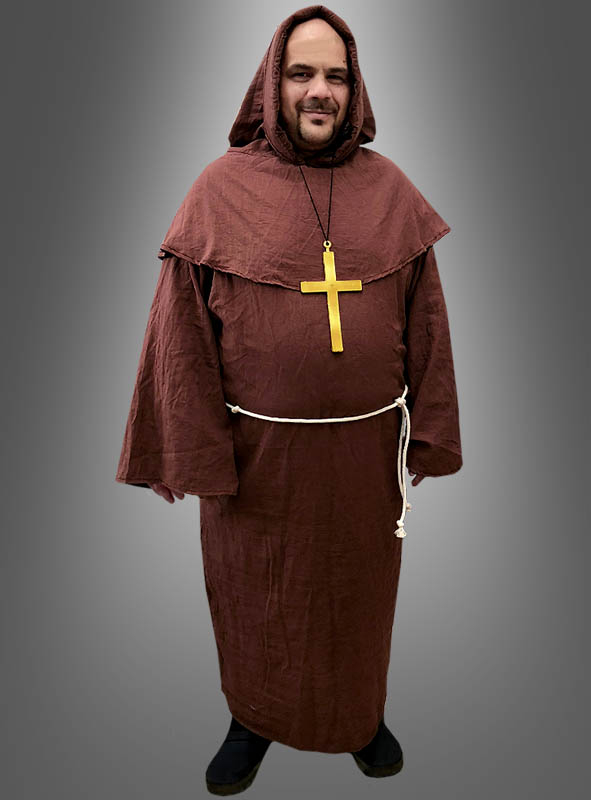 XXL Mönchskutte Mit Glatzen-Perücke Und Kreuz