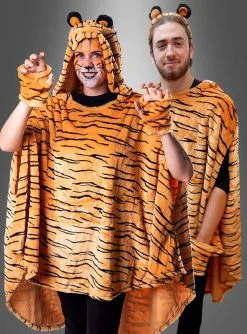 Tiger Poncho Aus Hochwertigem Plüsch S-XXXL
