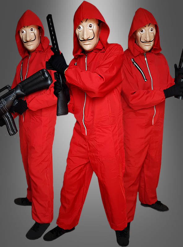 Roter Bankräuber Kostüm Mit Waffe