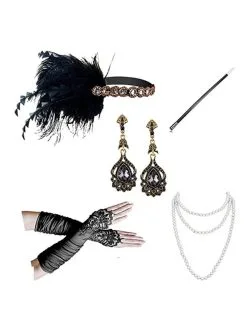 Edles Flapper Kostümzubehör Gold-schwarz