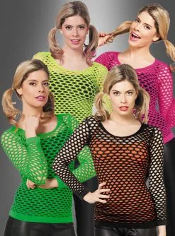 Langarm Netzshirt Großmaschig 80er Outfit