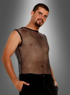 Netzhemd Schwarz ärmellos Für Rocker