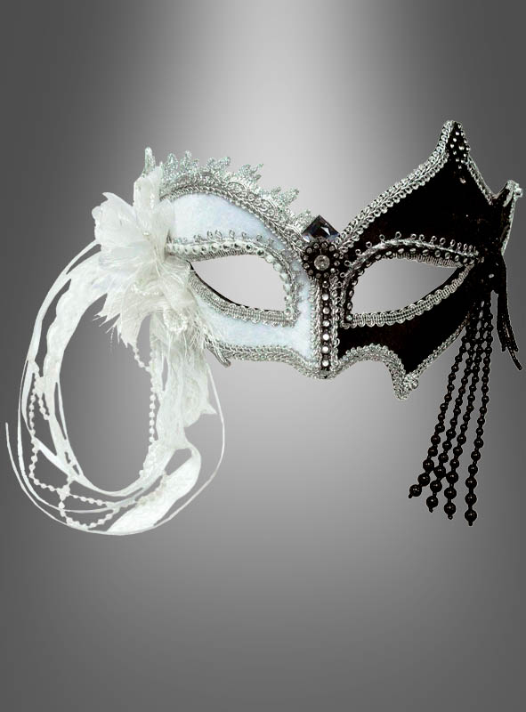 Barocke Augenmaske Schwarz-weiß