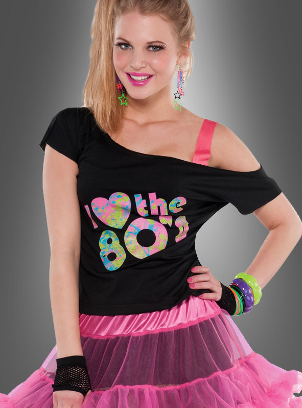 80er Shirt Damen Schwarz